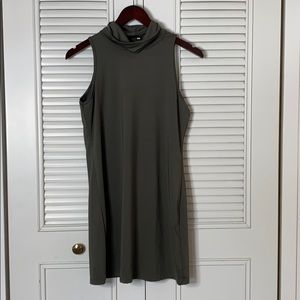 army green sleeveless high neck dress
